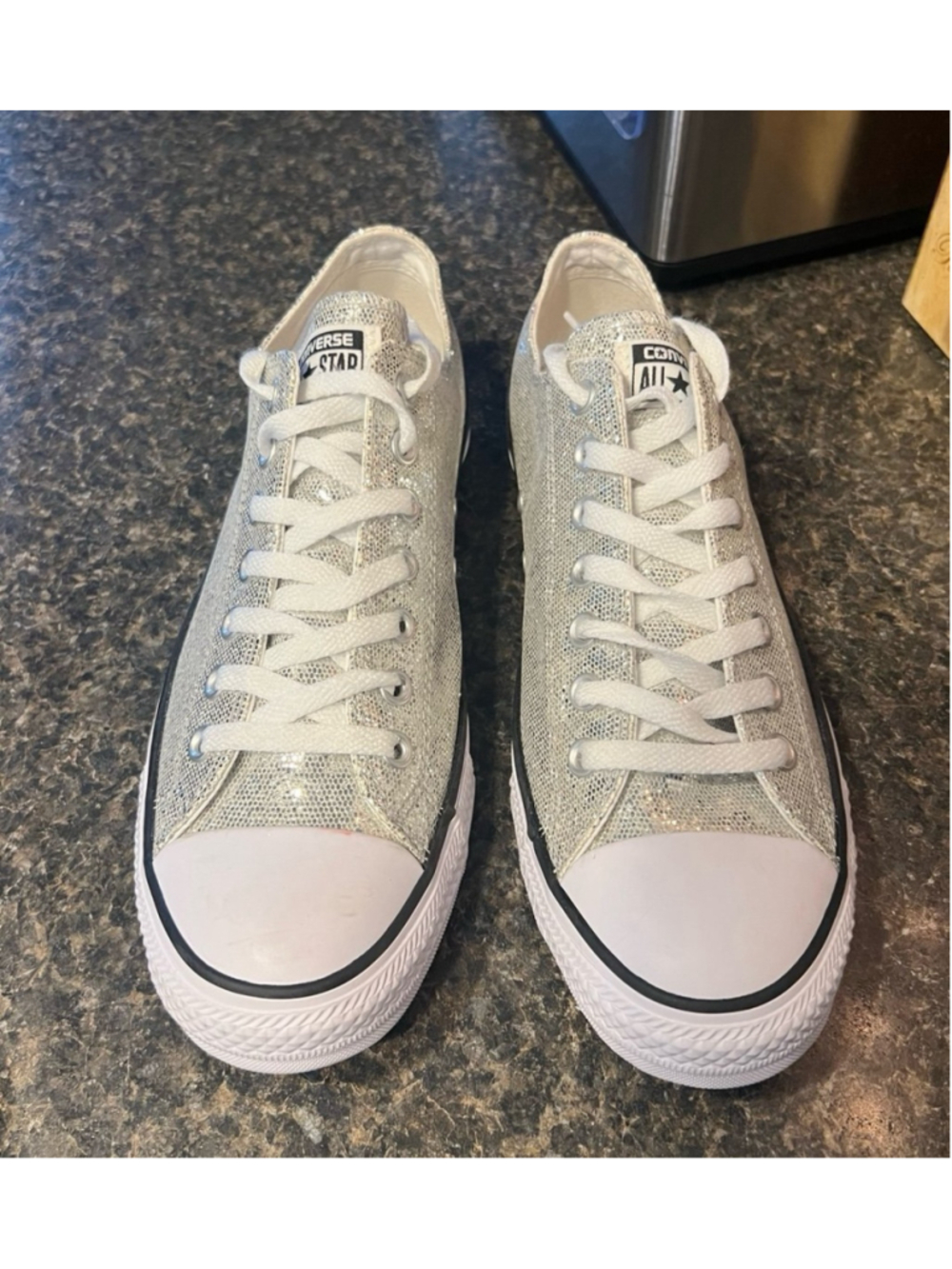 Like New Converse Silver Glitter Adult Sneakers